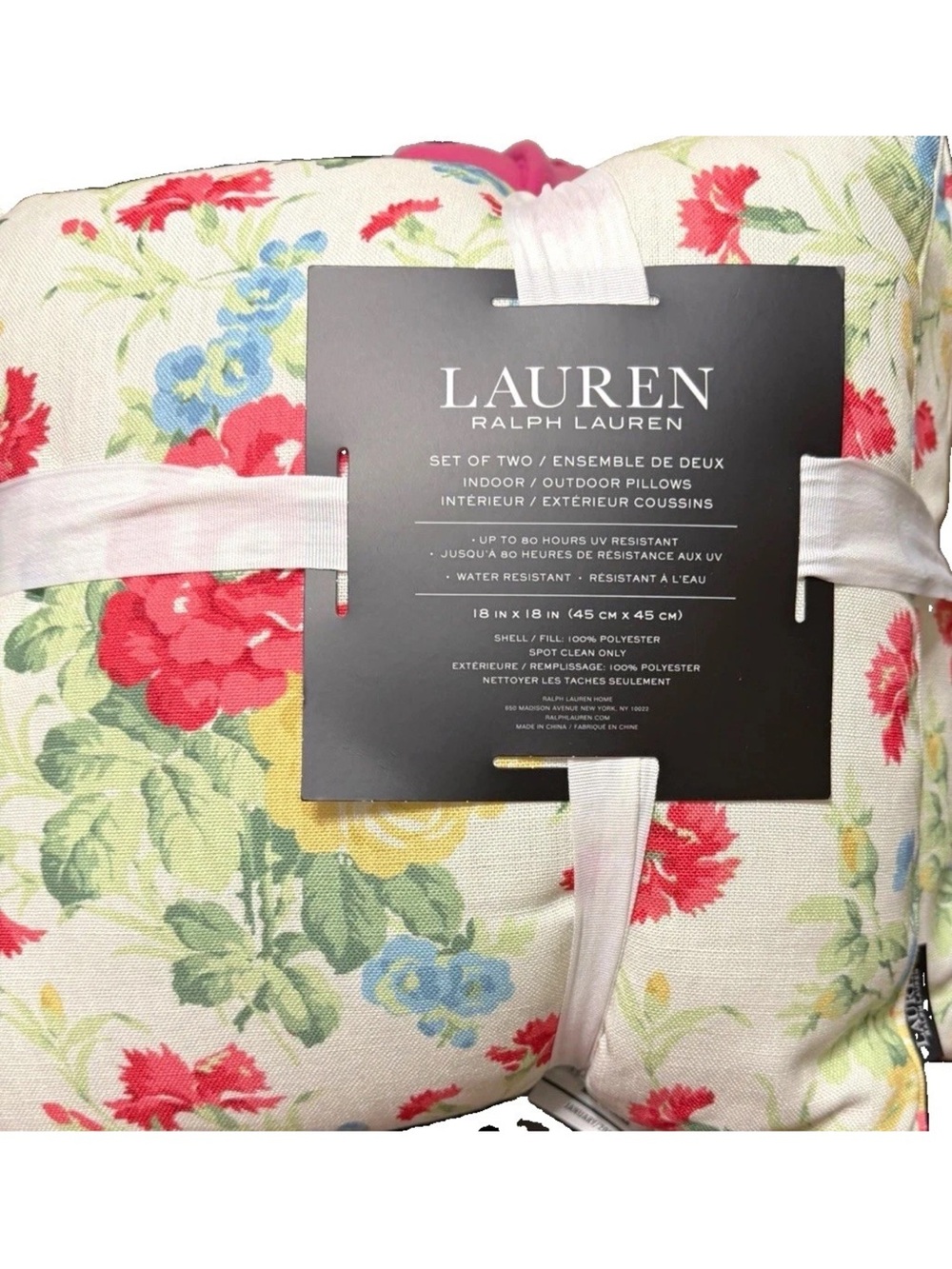Lauren Ralph Lauren Indoor/Outdoor 2 Floral Throw Pillows 18x18 UV Resistant NWT